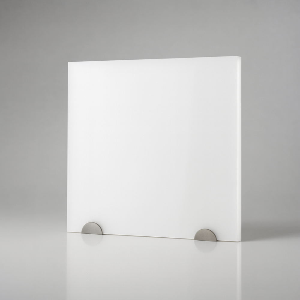 Plaque de plexiglass blanc opale sur mesure - présentation studio