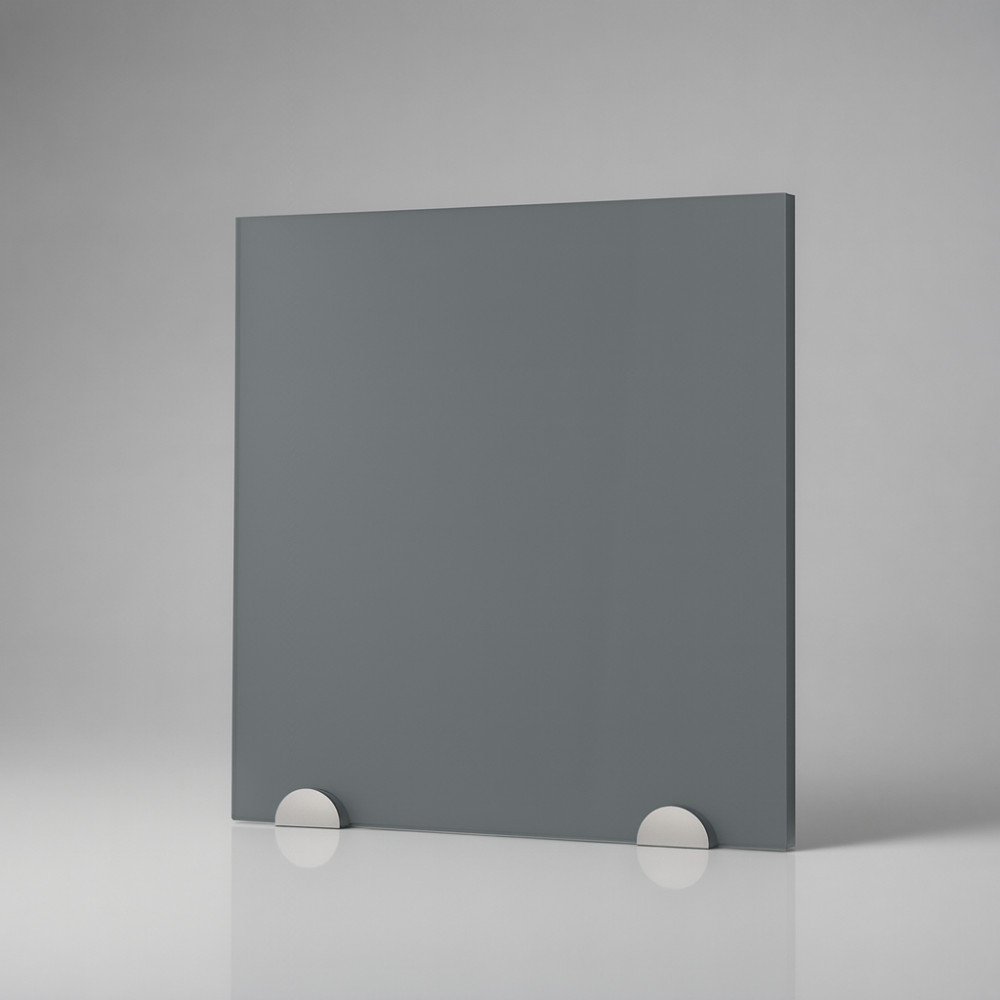 Plaque de plexiglas gris sur mesure - présentation studio