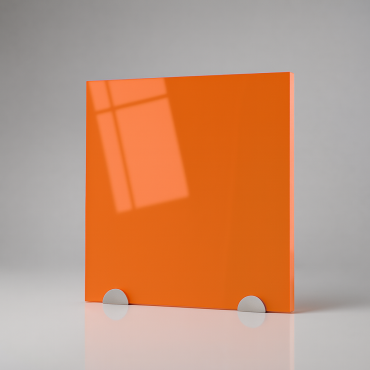 Plaque de plexiglas orange sur mesure - présentation studio