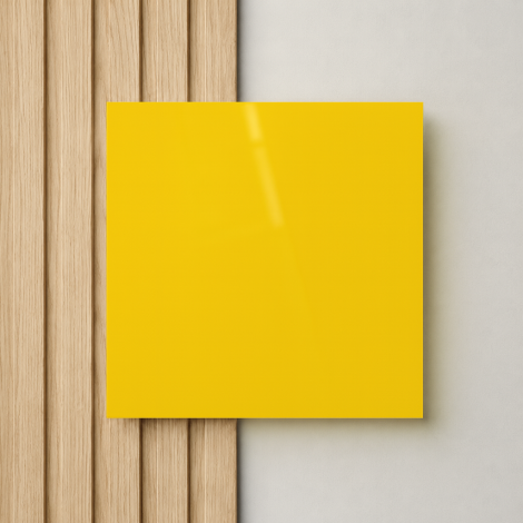 Plaque de plexiglas jaune sur mesure - présentation murale