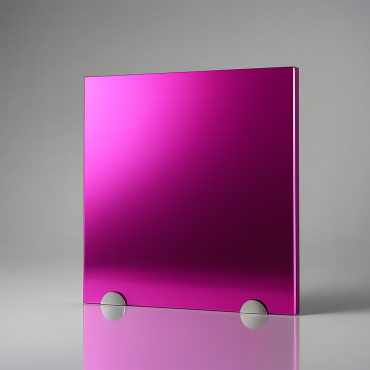 Plaque de Plexiglas miroir fuchsia sur mesure - présentation studio