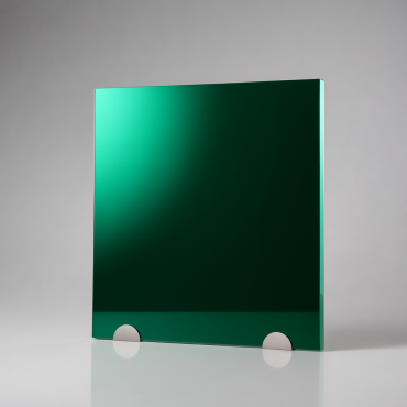 Plaque de Plexiglass miroir vert sur mesure - présentation studio