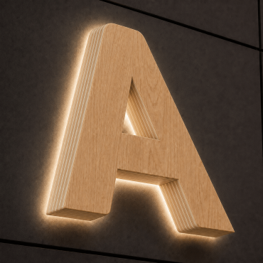 Enseigne de lettres en bois découpées avec rétroéclairage LED arrière