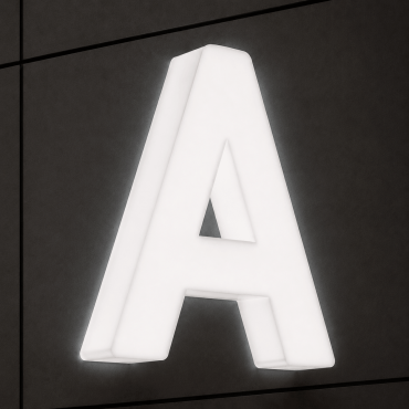 Letras luminosas de metacrilato en relieve con iluminación LED frontal