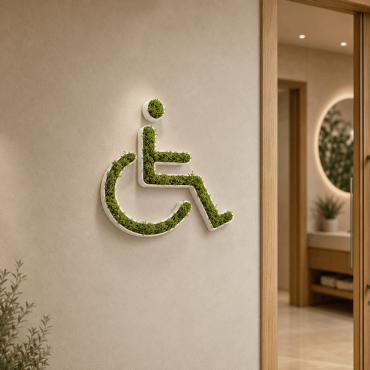 Toiletskilt i PVC dekoreret med stabiliseret naturligt skum