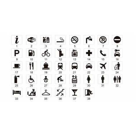 Drapeau suspendu au plafond, pictogramme toilettes personnalisable