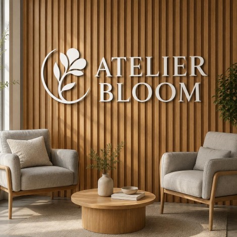 Exemplo de logotipo em PVC branco resistente às condições exteriores