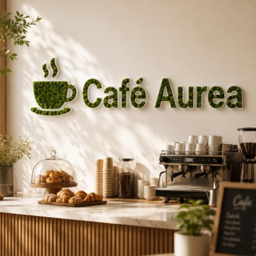 Enseigne logo végétale PVC avec herbes synthétiques