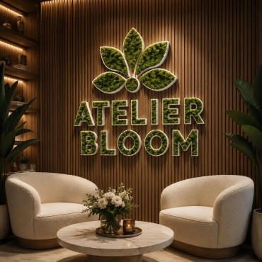 Enseigne logo végétale PVC avec herbes synthétiques