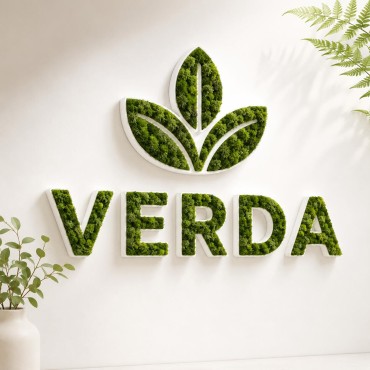 Enseigne logo végétale PVC avec herbes synthétiques