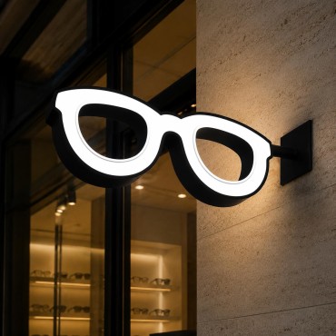 Enseigne drapeau « lunettes » pour magasin d’optique