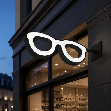 Enseigne drapeau « lunettes » pour magasin d’optique
