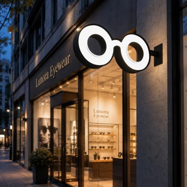 Enseigne drapeau « Optique » LED