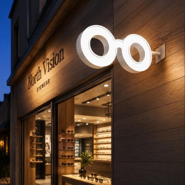 Enseigne drapeau « Optique » LED