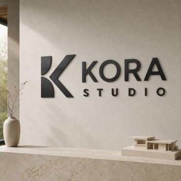 Černé dibond logo jako dekorace kanceláře nebo zasedací místnosti.