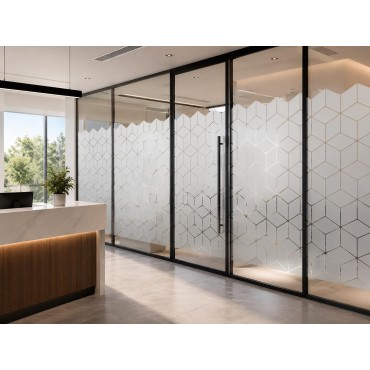 Mattiertes Glas mit 3D-Würfelmuster, maßgeschneidert für Fenster