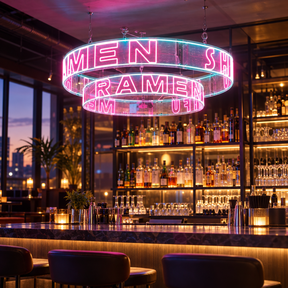 Tilpasset 360° LED-neon med underlag til indendørs installation