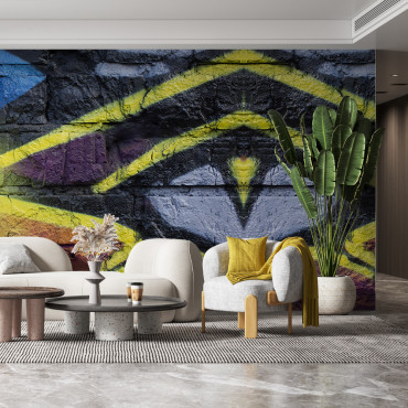 Užklijuojamas tapetas - Spalvingas Grafitis panoraminis ant plytų sienos