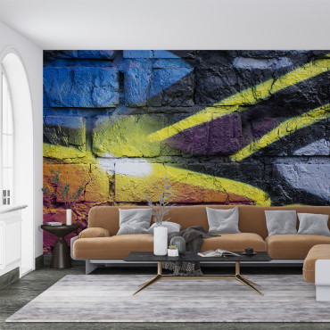 Forudklisteret tapet - Farverig graffiti på murstensvæg Panoramic