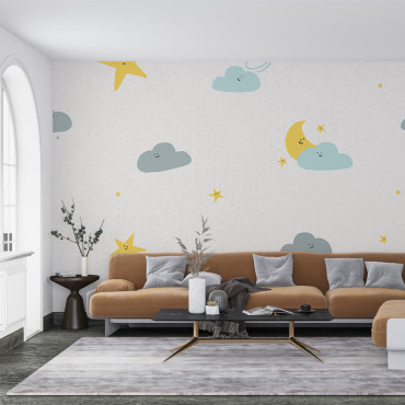 Papier peint pré-encollé - Panoramique Lune et Nuages