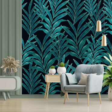 Papier peint pré-encollé - Feuille de palmier tropicale verte