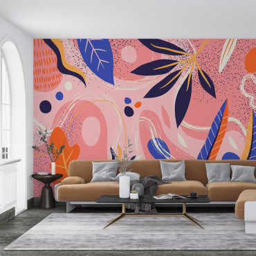 Voorgekleefd behang - abstracte bladeren