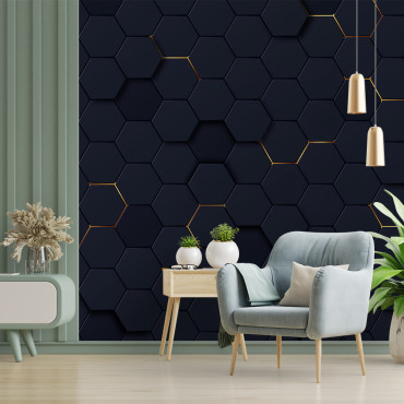 Papel pintado prepegado - Patrón de hexágonos mate de lujo 3D