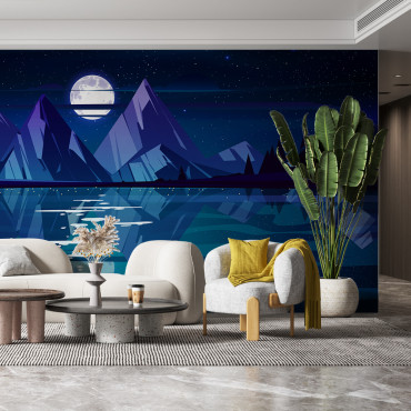Pre-pasted wallpaper - Panoramic nocturnal ocean landscape