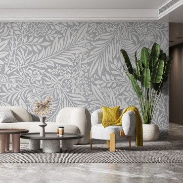 Papier peint pré-encollé - Floral gris