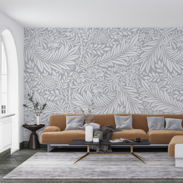 Vorgeklebte Tapete - Graues Blumenmuster