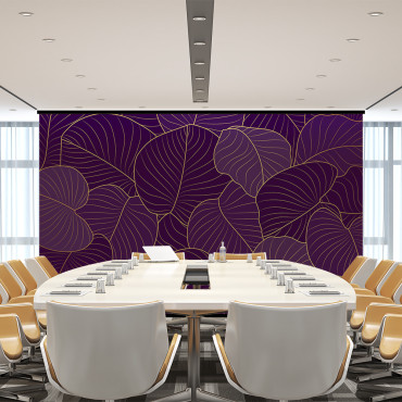 Priešklijuojamas tapetas - Violetinės Monstera lapai